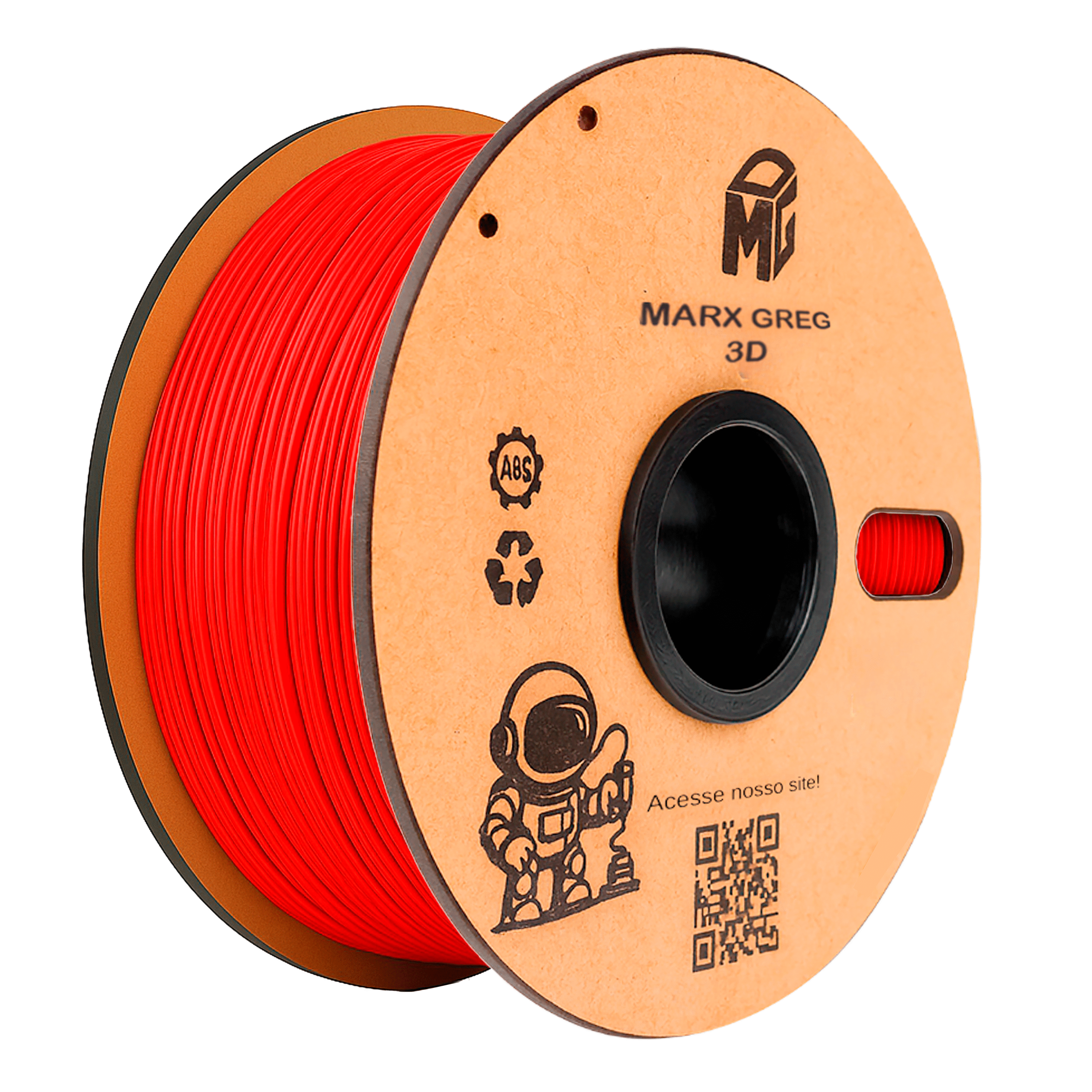 Filamento ABS Impressora 3D - 1 kg Premium 1.75mm Alta Fluidez (Vermelho)